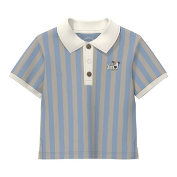 T-shirt façon polo chien rayures