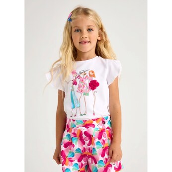 T-Shirt Mädchen Pailletten Tüll