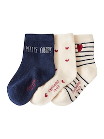 3er-Pack Mädchen Baby Socken mit Herzen