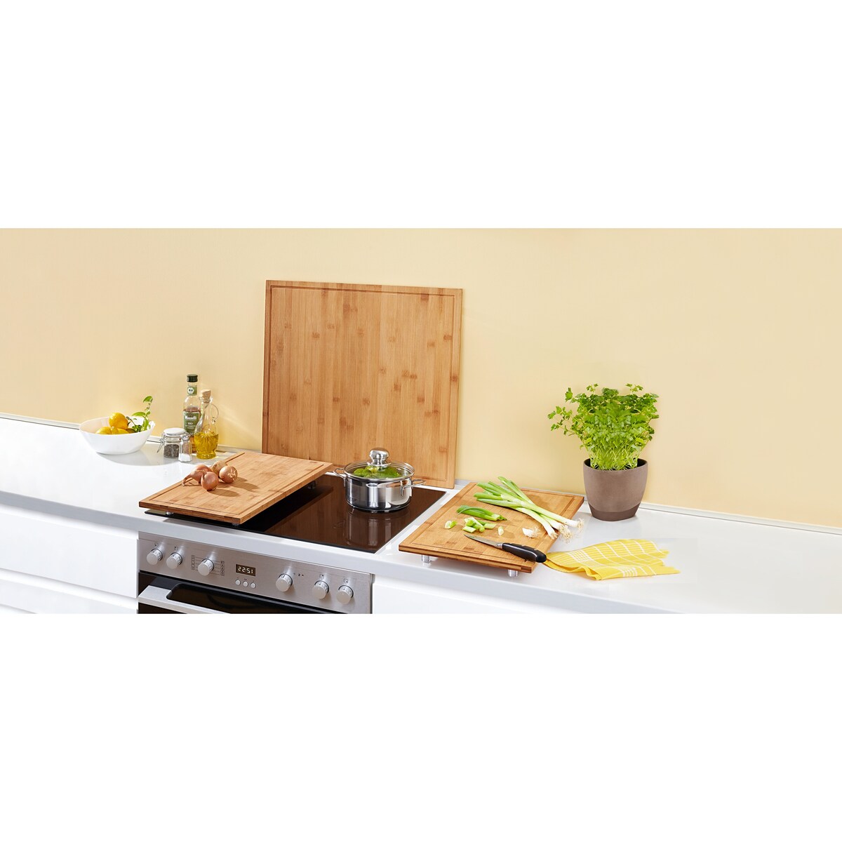KitchyMist Inductie Beschermer Olifanten Familie in de Savanne bij