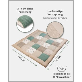 Krabbeldecke & Laufgittereinlage 120x120 cm  Waffelpiqué/Cord