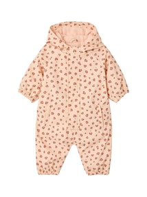 Bedruckter Regenanzug mit Kapuze für Babys, Fleece-Futter