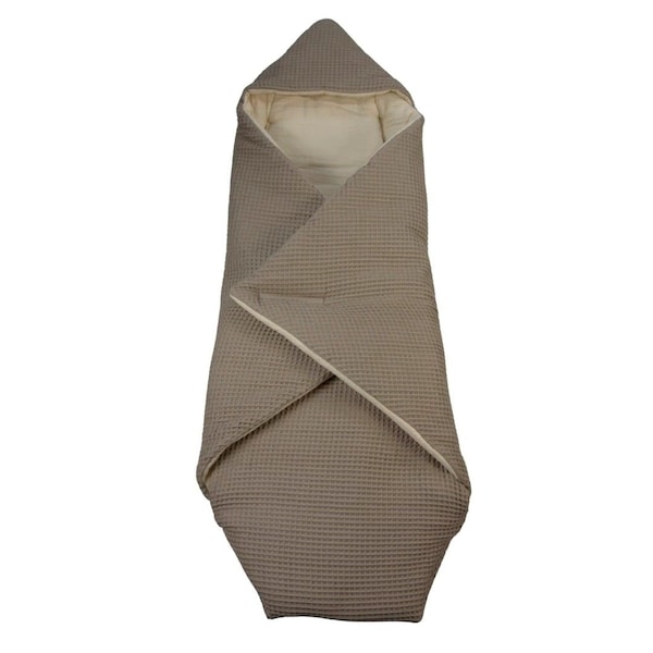Waffelmuster taupe/Musselin beige