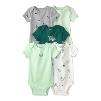5er-Pack Bodys kurzarm Sport Rippqualität