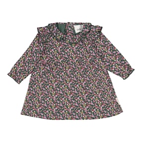 Robe manches longues fleurs ruchés
