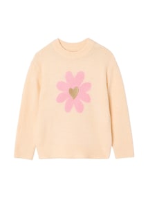 Pullover mit Blumenmotiv mit gesticktem Herz Mädchen