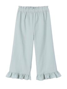 3/4-Hose Baumwoll-Leinen-Mix mit Volants, Bundweite verstellbar, Mädchen