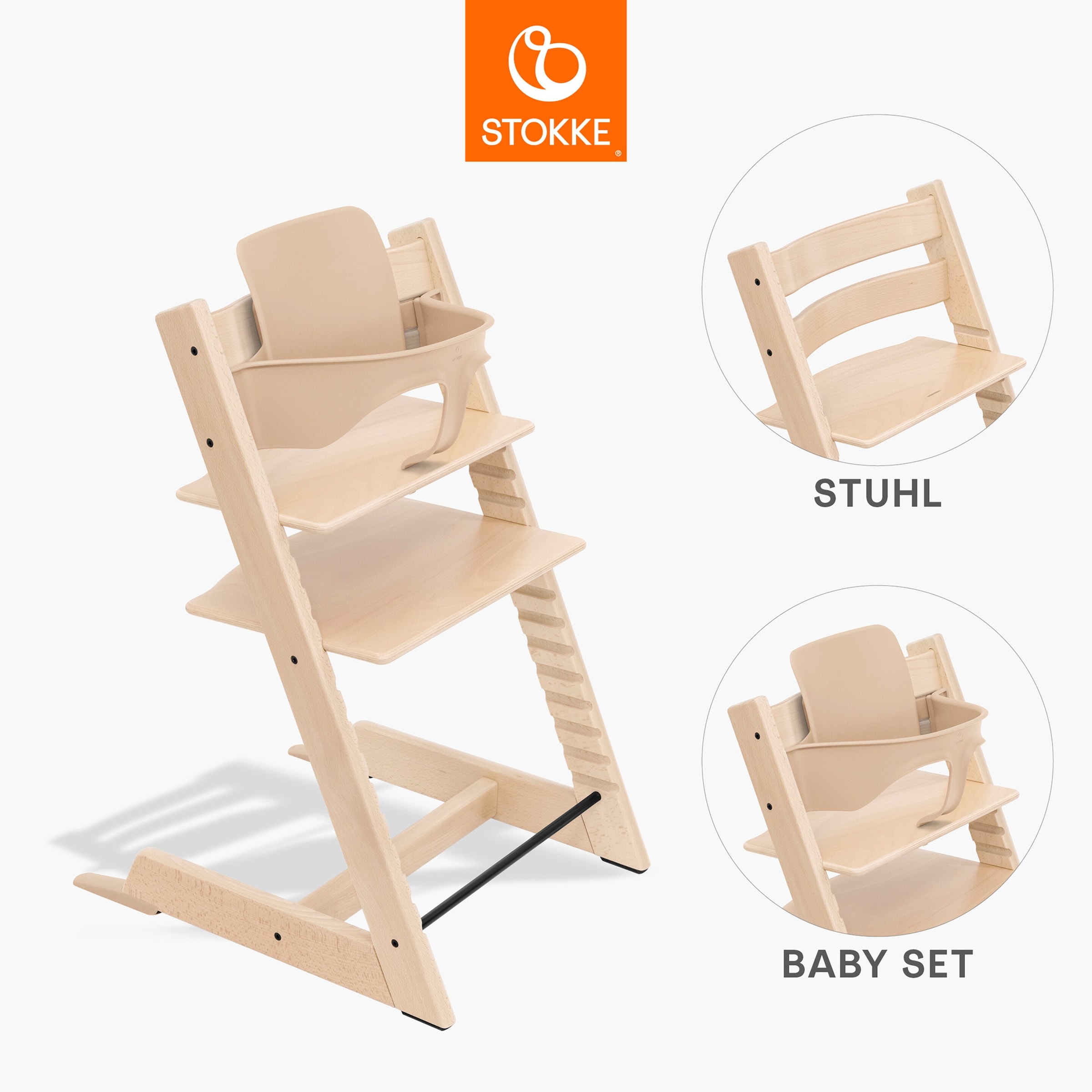 Stokke® Tripp Trapp® Bundle Treppenhochstuhl Eiche inkl. Babyset