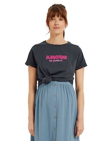 T-Shirt für Schwangerschaft und Stillzeit mit Schriftzug AMOUR, Bio-Baumwolle