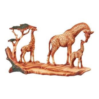 Famille girafe décorative, figurine déco maman et bébé girafe, girafes et acacia