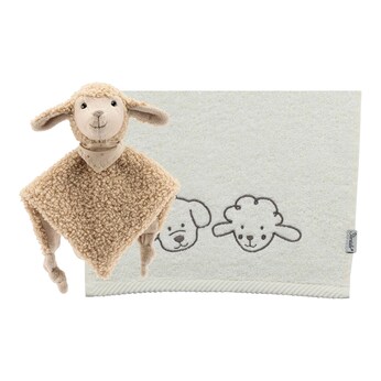 2-tlg. Geschenkset mit Rassel und Handtuch Schaf Flocki