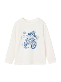 Langarmshirt mit Print Jungen, Baumwolle BASIC