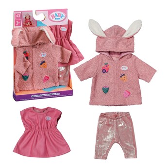 Puppen Outfit Mantel-Set mit Kleid 43cm