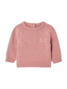 Baby Strickpullover mit Blumenstickerei