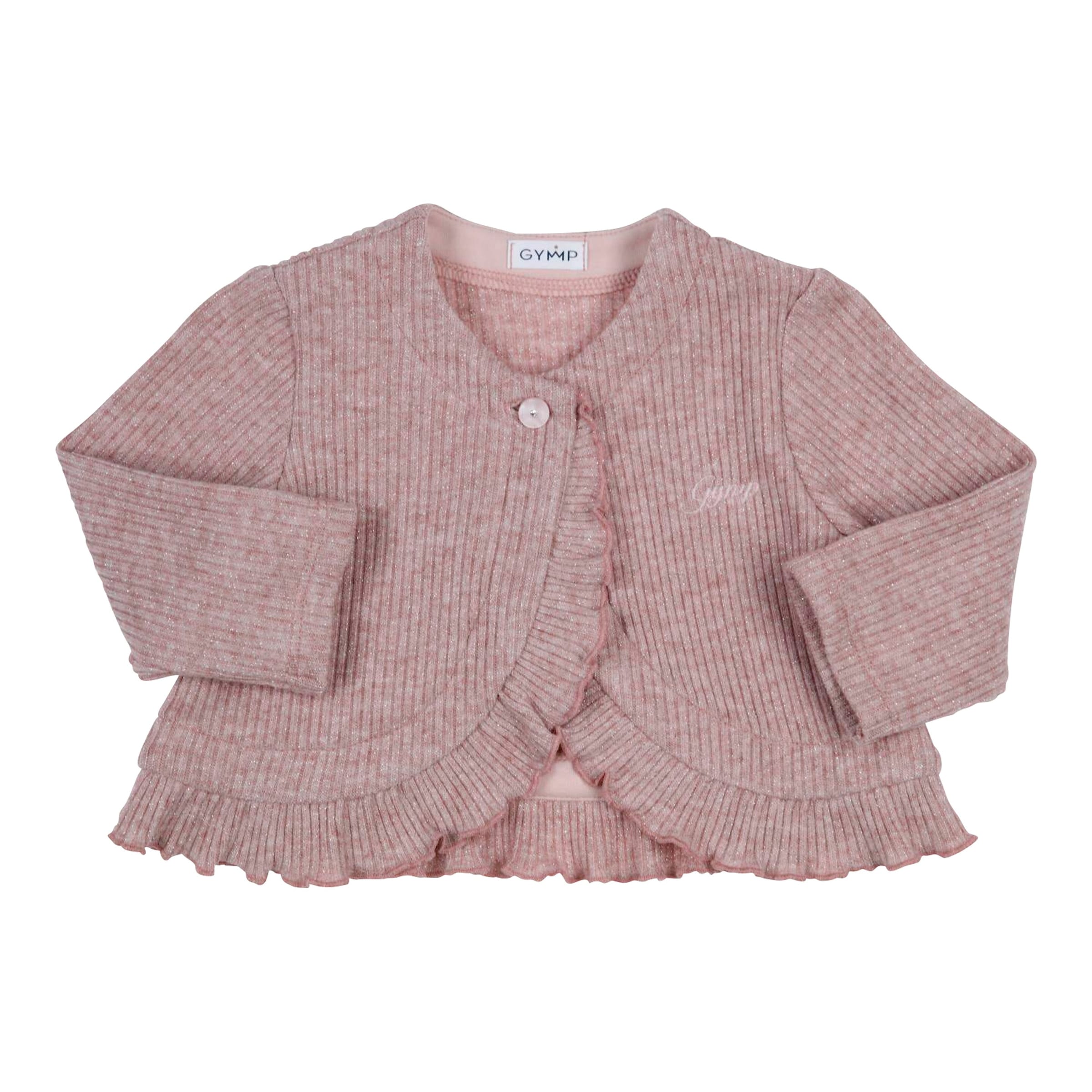 Gymp Strickjacke mit Lurex Rüschen Rippqualität