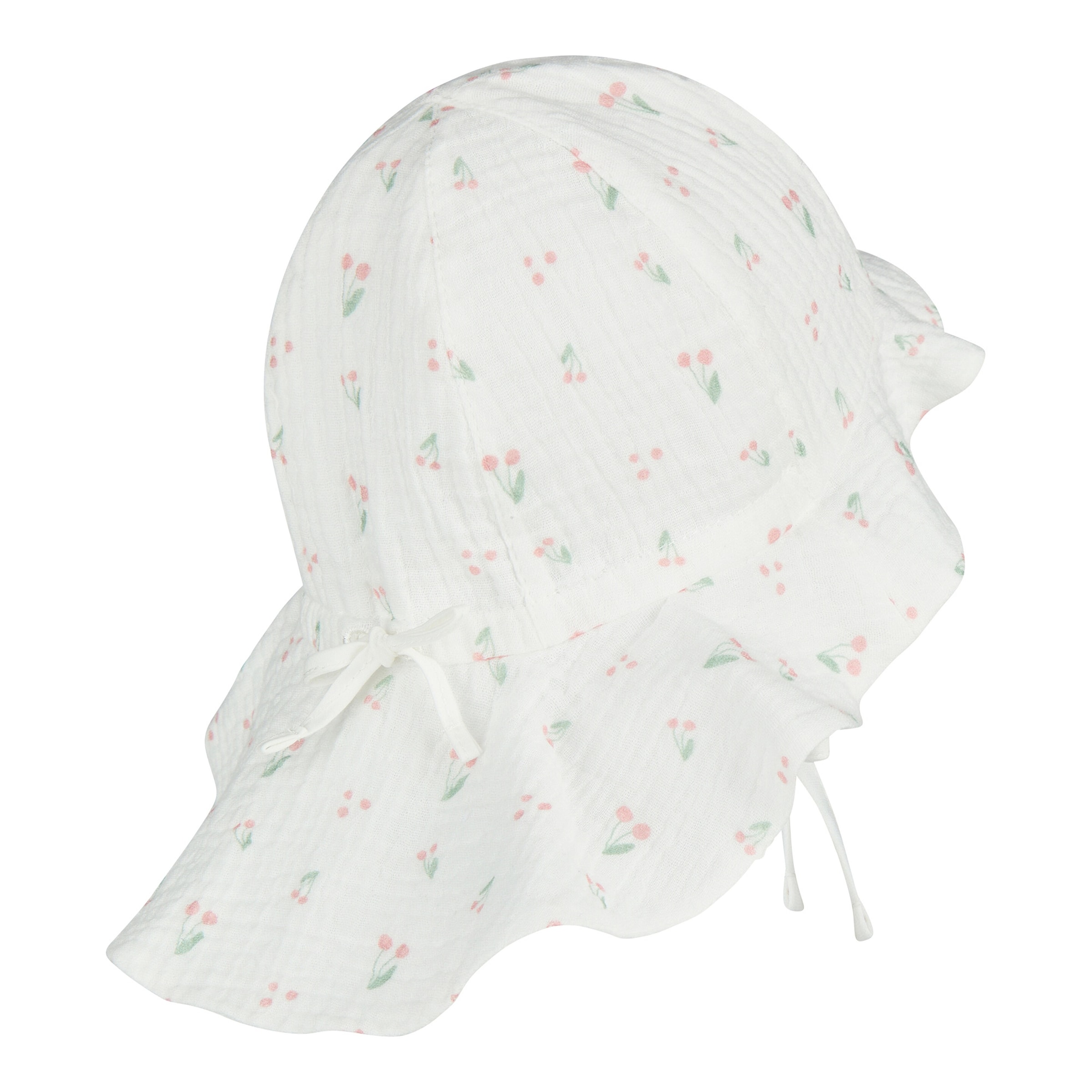 Musselin-Sonnenhut mit Nackenschutz Kirschen