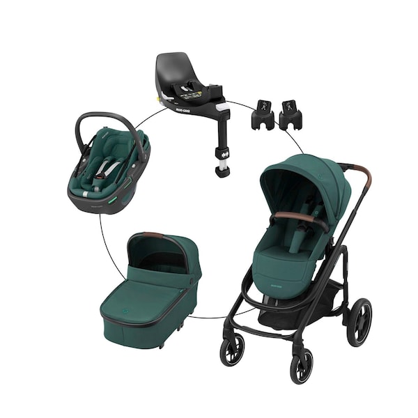 Maxi-Cosi - Kombikinderwagen Plaza+ Travel-Set inkl. Babyschale Coral 360  i-Size und Isofix-Basis Familyfix 360