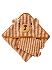 Baby Badecape mit Waschhandschuh KLEINER BÄR, Recycling-Baumwolle