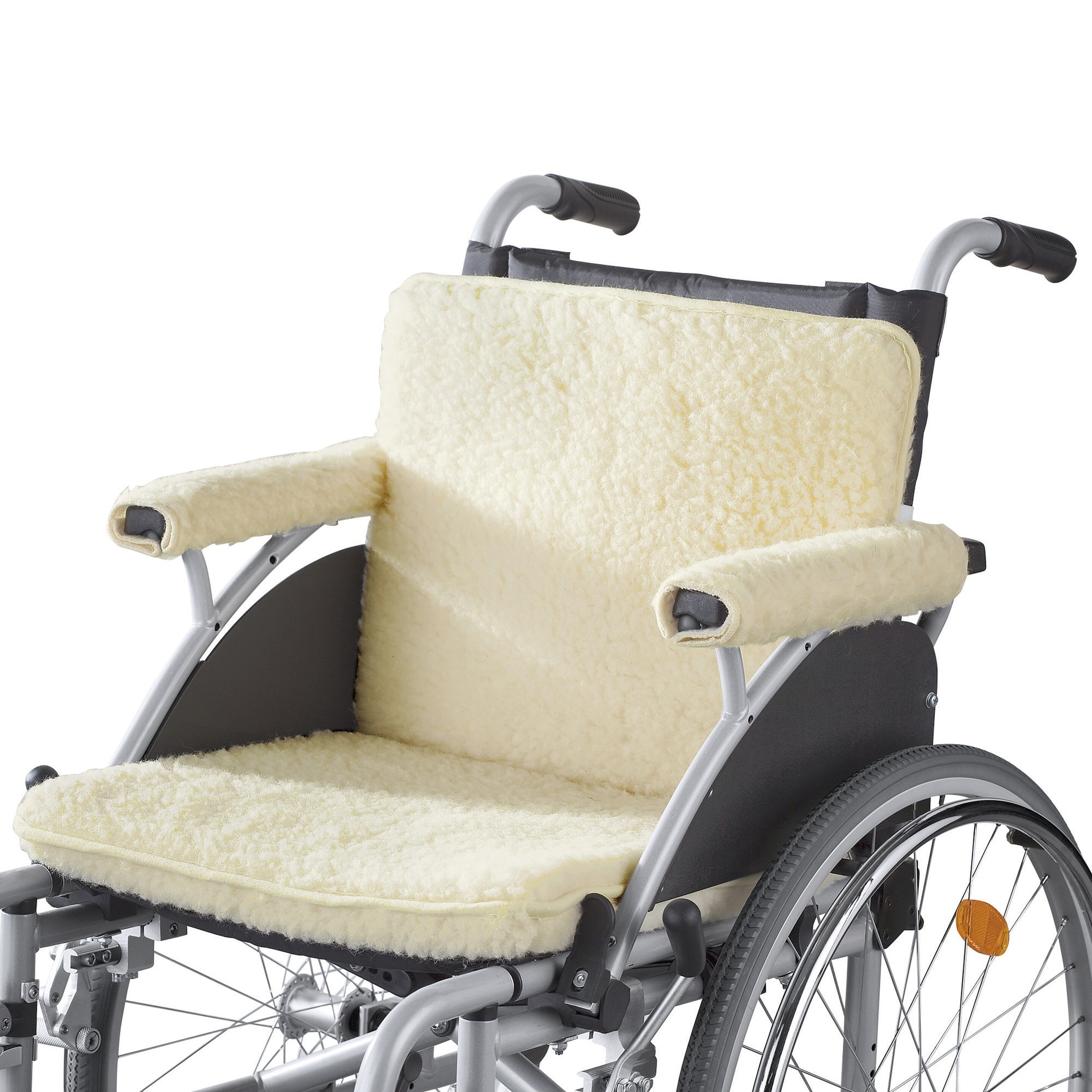 Rollstuhlauflage-Set, 3-teilig, Schurwolle beige