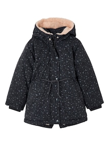 Mädchen Jacke mit Kapuze und Webpelz-Futter, Recycling-Wattierung