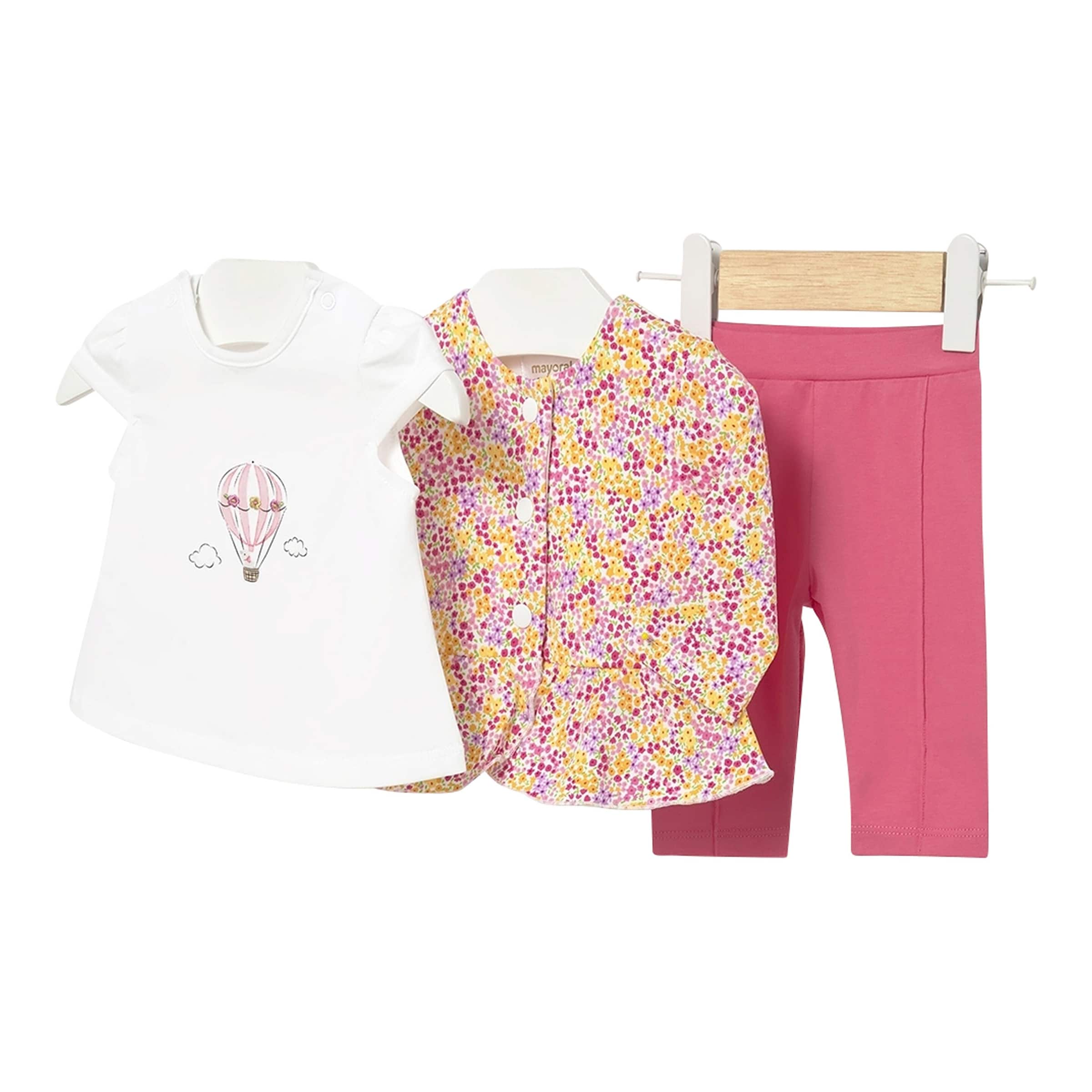 Mayoral 3-tlg. Set T-Shirt, Jacke und Leggings Blumen