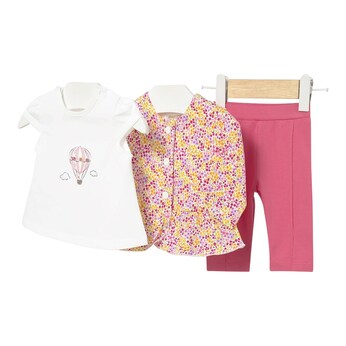 3-tlg. Set T-Shirt, Jacke und Leggings Blumen