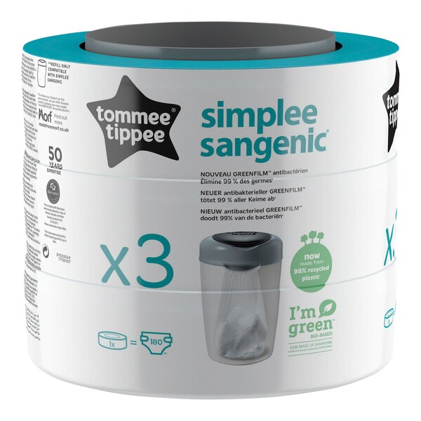Tommee Tippee - SANGENIC - Lot de 3 cassettes-recharges Simplee