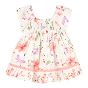 Kleid Flügelarm Blumen Libellen
