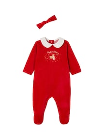 Baby Weihnachts-Geschenkset: Strampler & Haarband