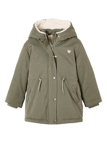 Mädchen Jacke mit Kapuze und Webpelz-Futter, Recycling-Wattierung