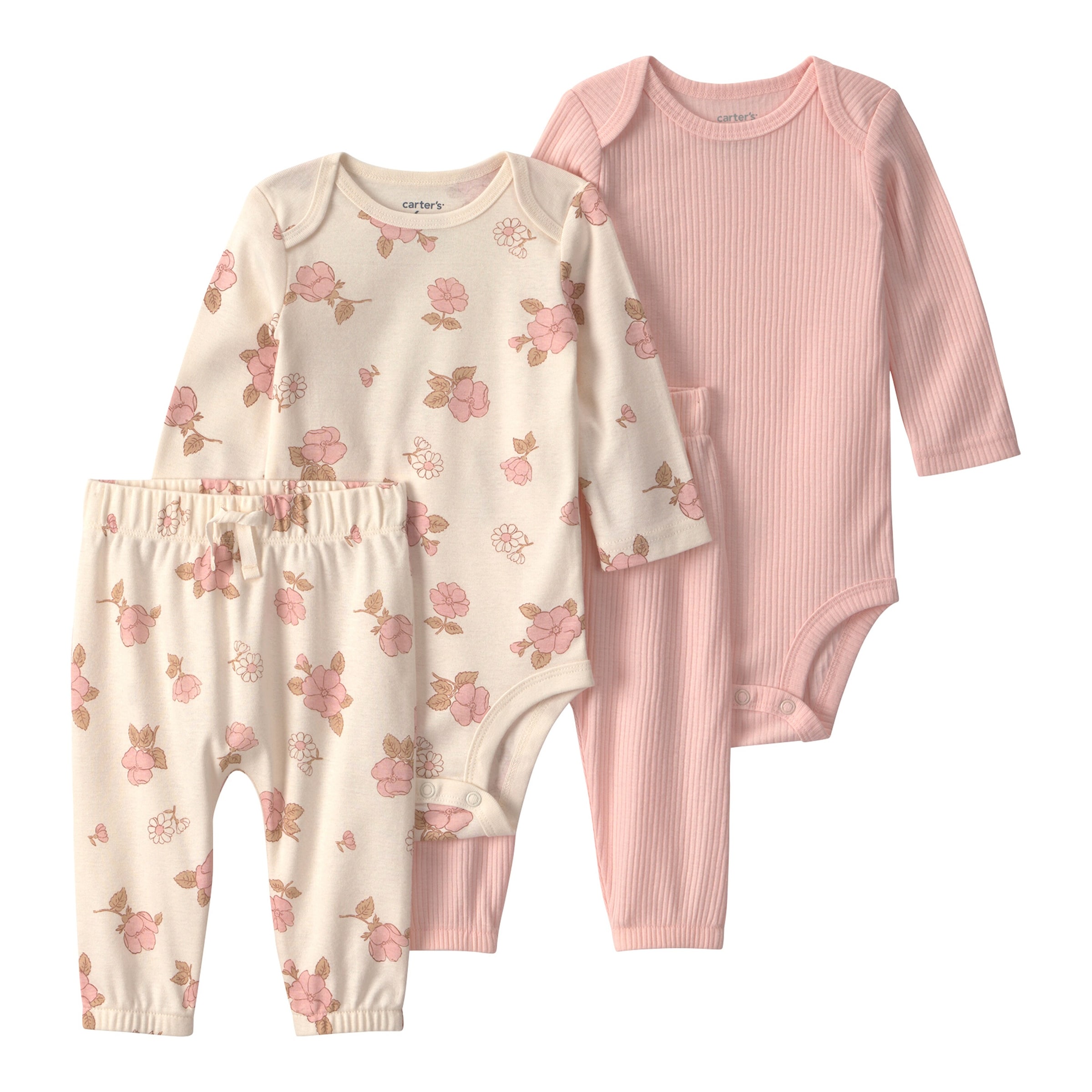 Carter's 4-tlg. Set 2x Bodys langarm und 2x Jogginghosen Blumen Rippqualität