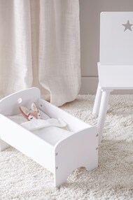 Puppenbett inkl. Bettwäsche weiß
