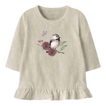 Shirt langarm Vogel Tüllblumen Rüschen