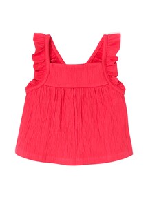 Baby Top mit Rüschen-Trägern und Rückenausschnitt, Crinkle-Effekt