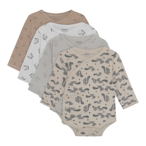 4er-Pack Wickelbody langarm Tiere