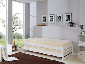 TiCAA Massivholz Stapelliege, Stapelbett, Einzelbett, Gästebett Kiefer 90x200