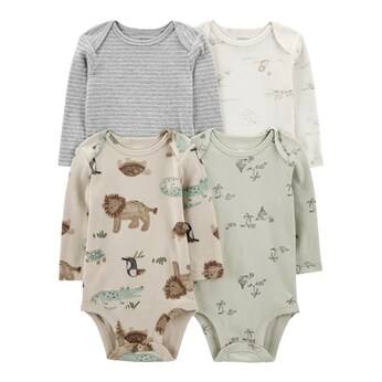 4er-Pack Bodys langarm Tiere Ringel