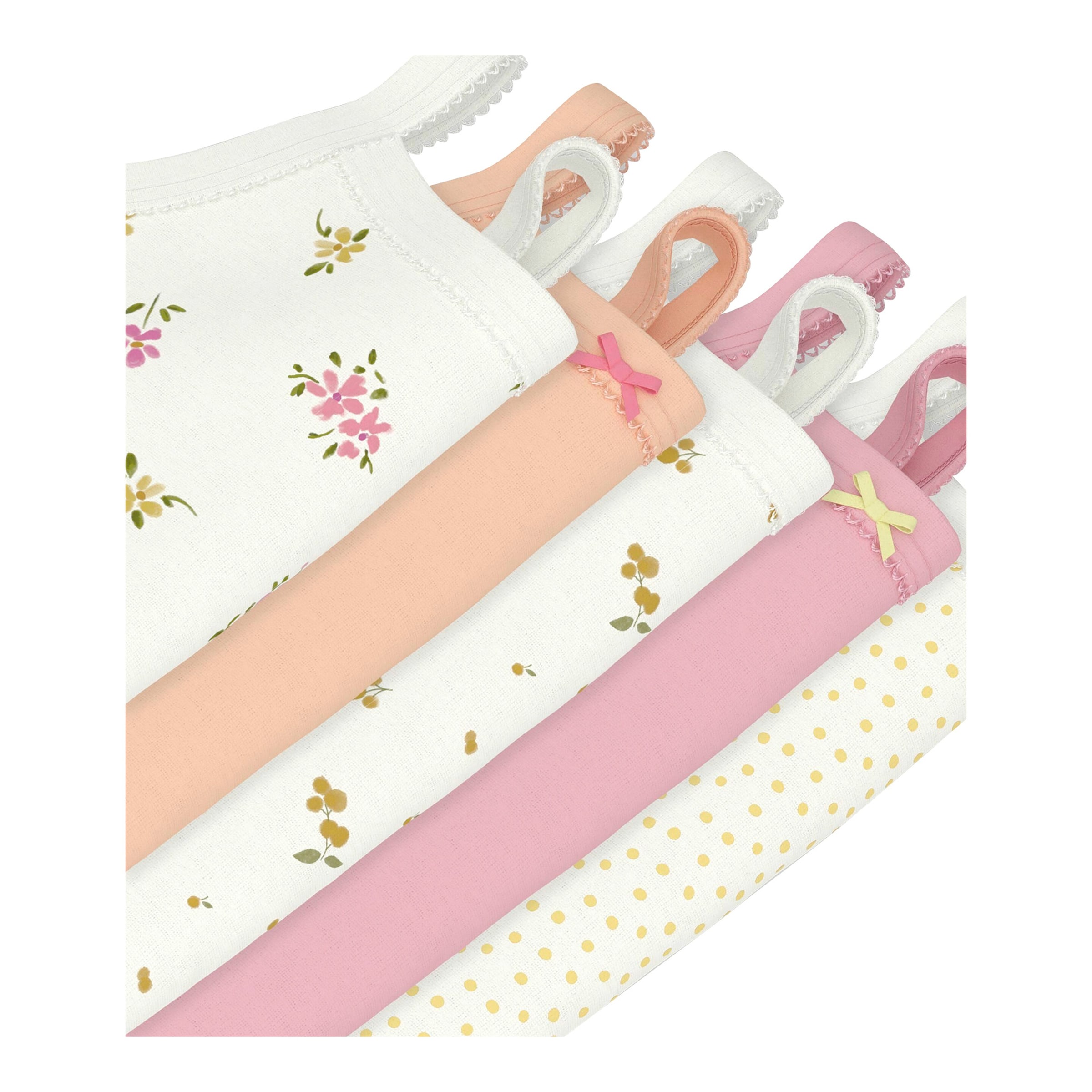 5er-Pack Bodys ohne Arm Blumen Punkte