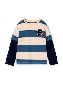 Jungen Langarm-Streifenshirt im Lagenlook mit Recycling-Baumwolle