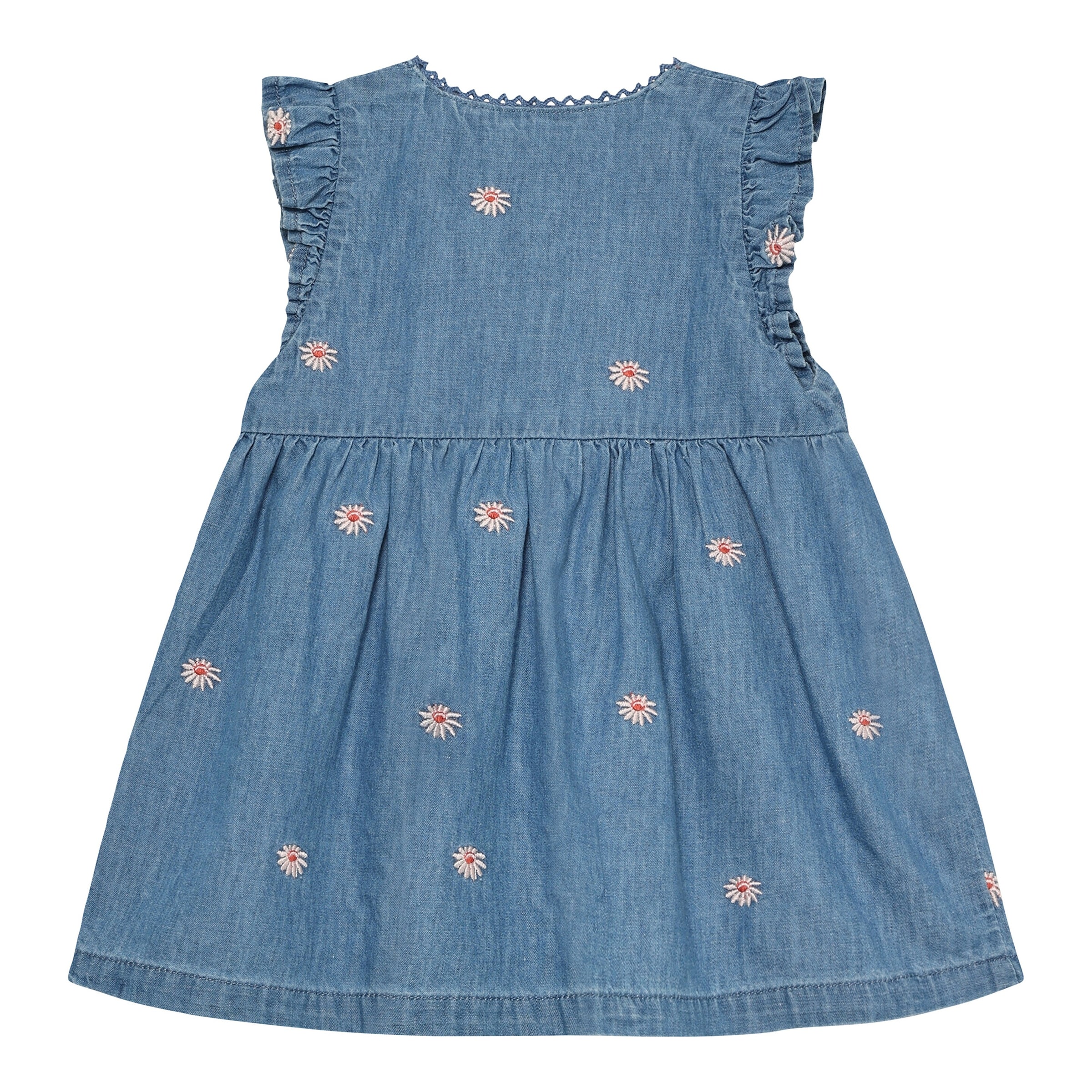 Minymo Chambray-Kleid ohne Arm Blumen