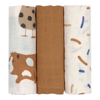 Lot de 3 langes en gaze 80x80 cm