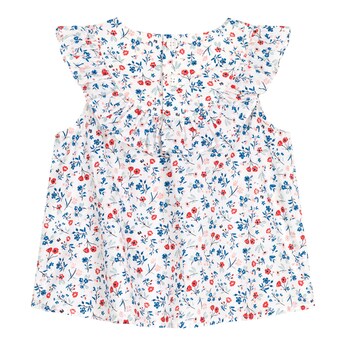 Bluse Flügelarm Rüschenkragen Blumen