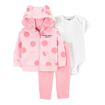3-tlg. Set Body kurzarm, Sweatjacke und Leggings Punkte Ringel