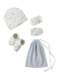 Jungen Baby-Set: Mütze, Fäustlinge, Schühchen & Beutel BÄR