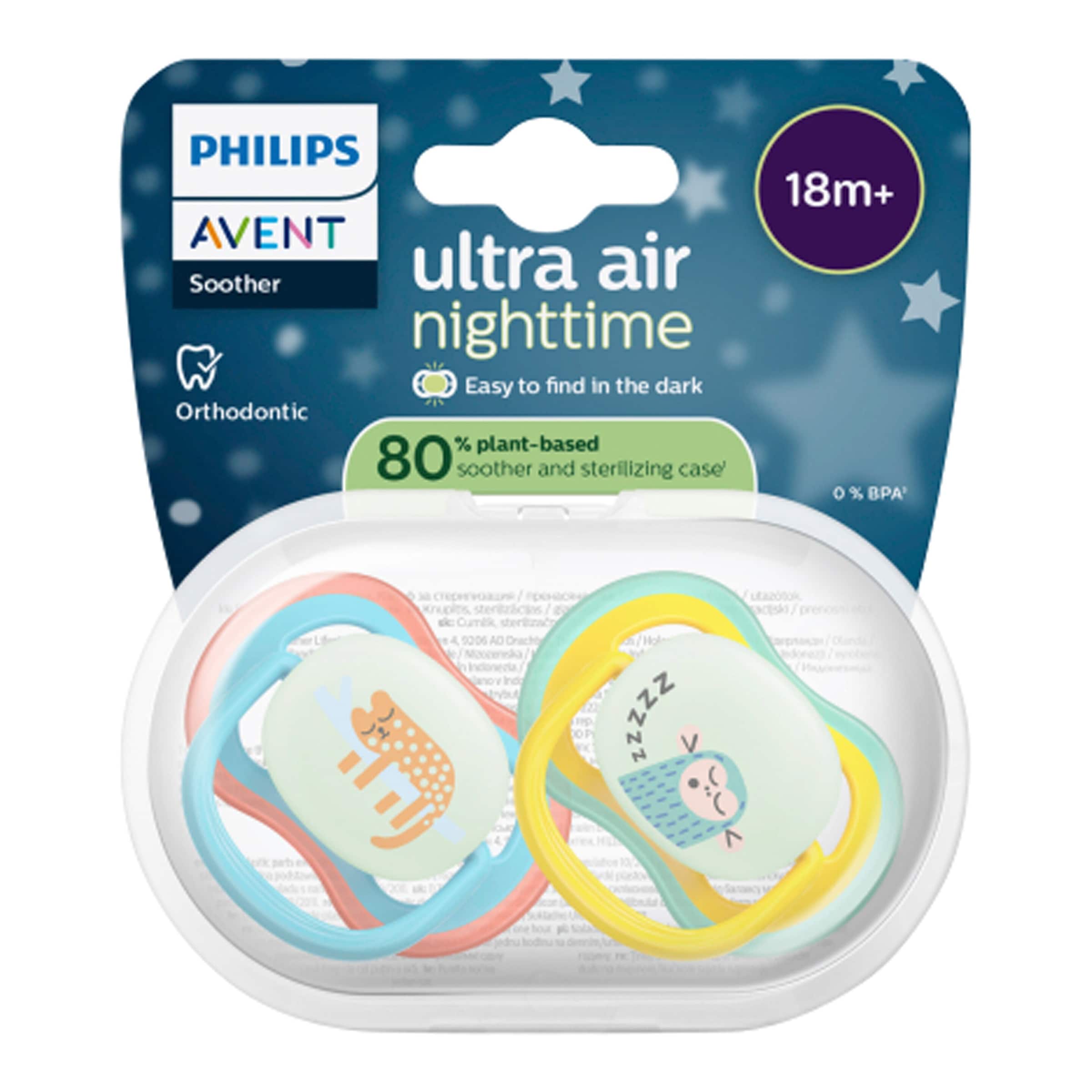 Philips Ultra Air Night-Time Pacifier 18m+ Blue/Yellow x2