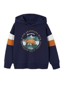 Jungen Kapuzensweatshirt mit Prints ADVENTURE, Recycling-Polyester