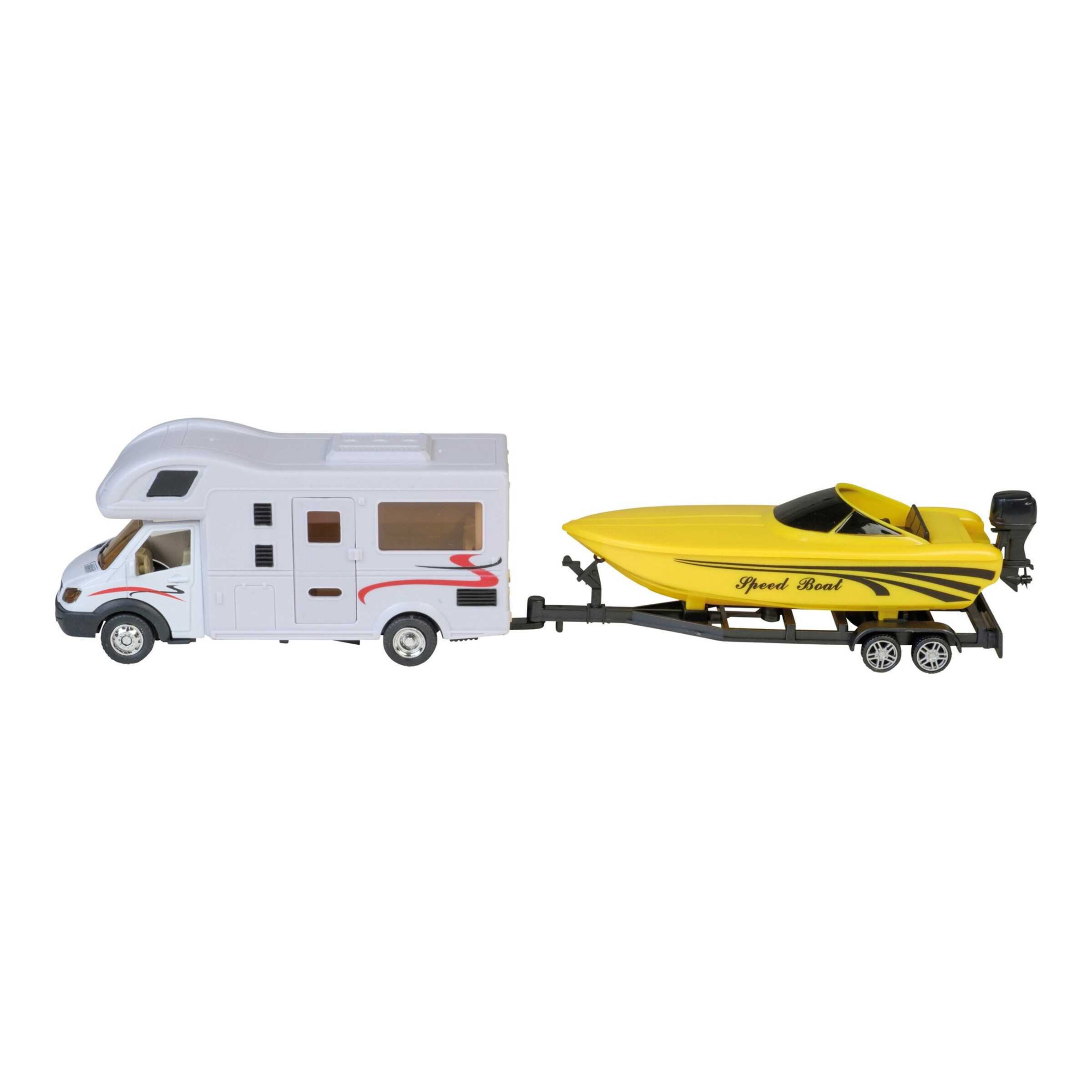 Wohnmobil mit Anhänger & Boot