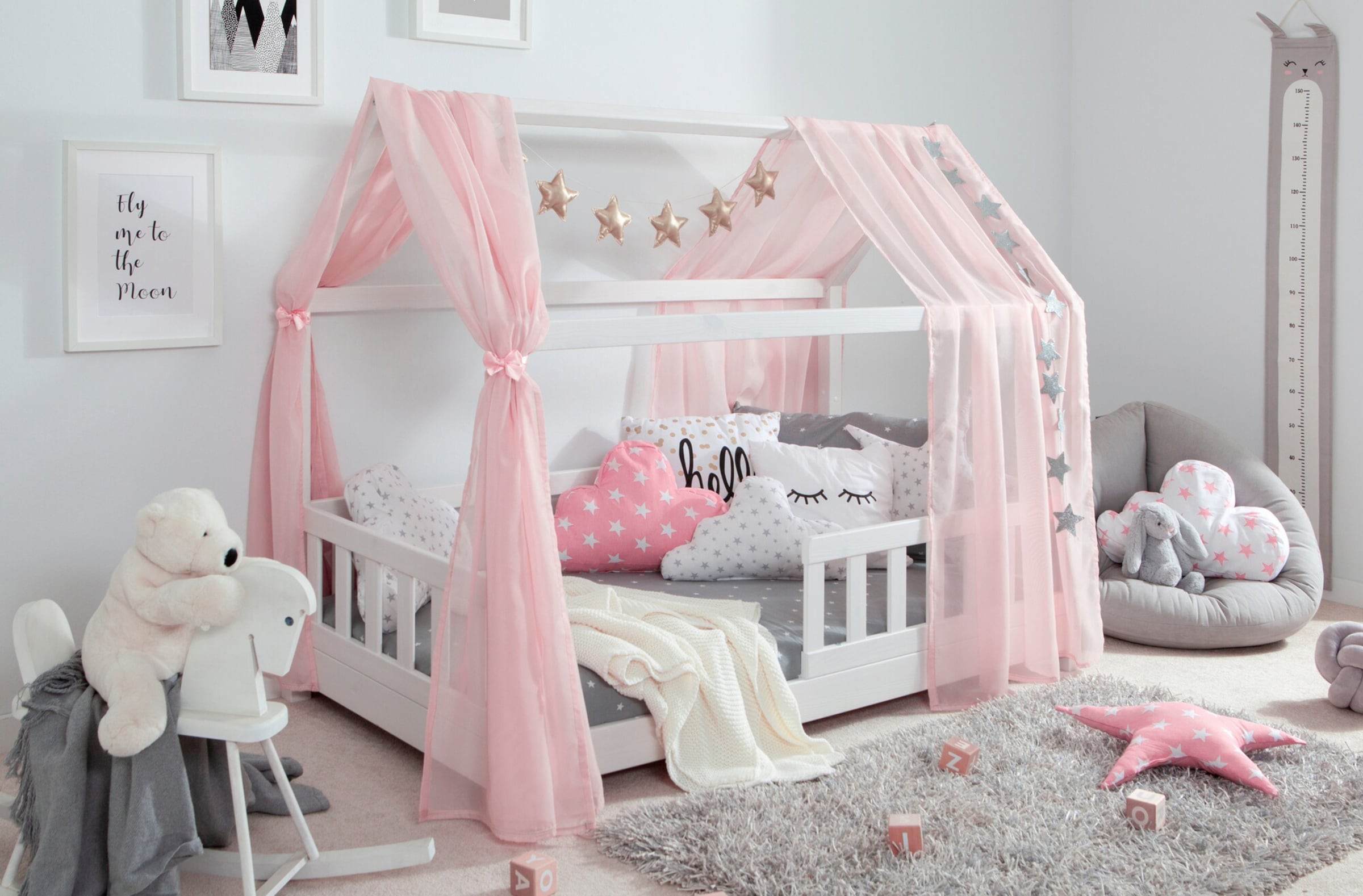 Ticaa Tüll-Set für Hausbett "Kay" rosa