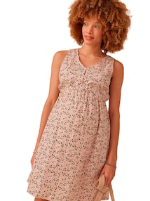 Kleid mit Glanz-Blumen für Schwangerschaft & Stillzeit