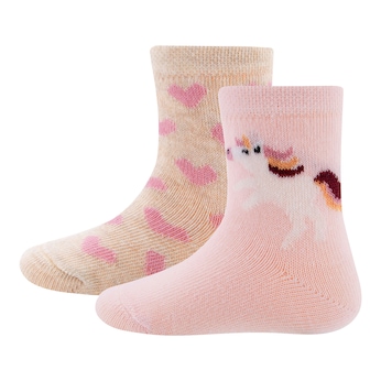 Lot de 2 paires de chaussettes licorne coeurs